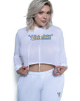 Women's Cropped Hoodie - WHITE