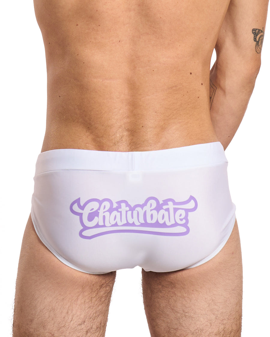 White & Purple Swim Brief