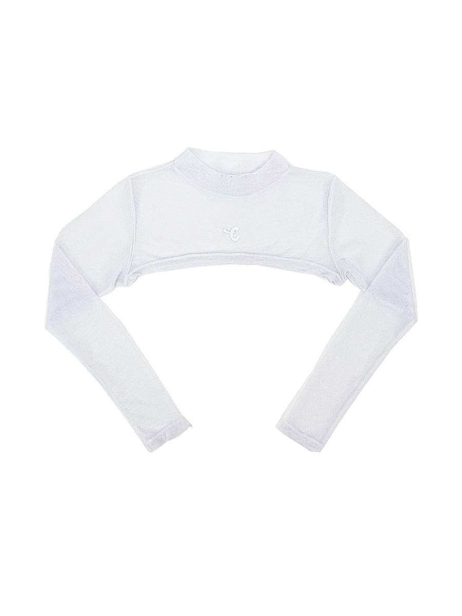 White Mesh Super Cropped Long Sleeve